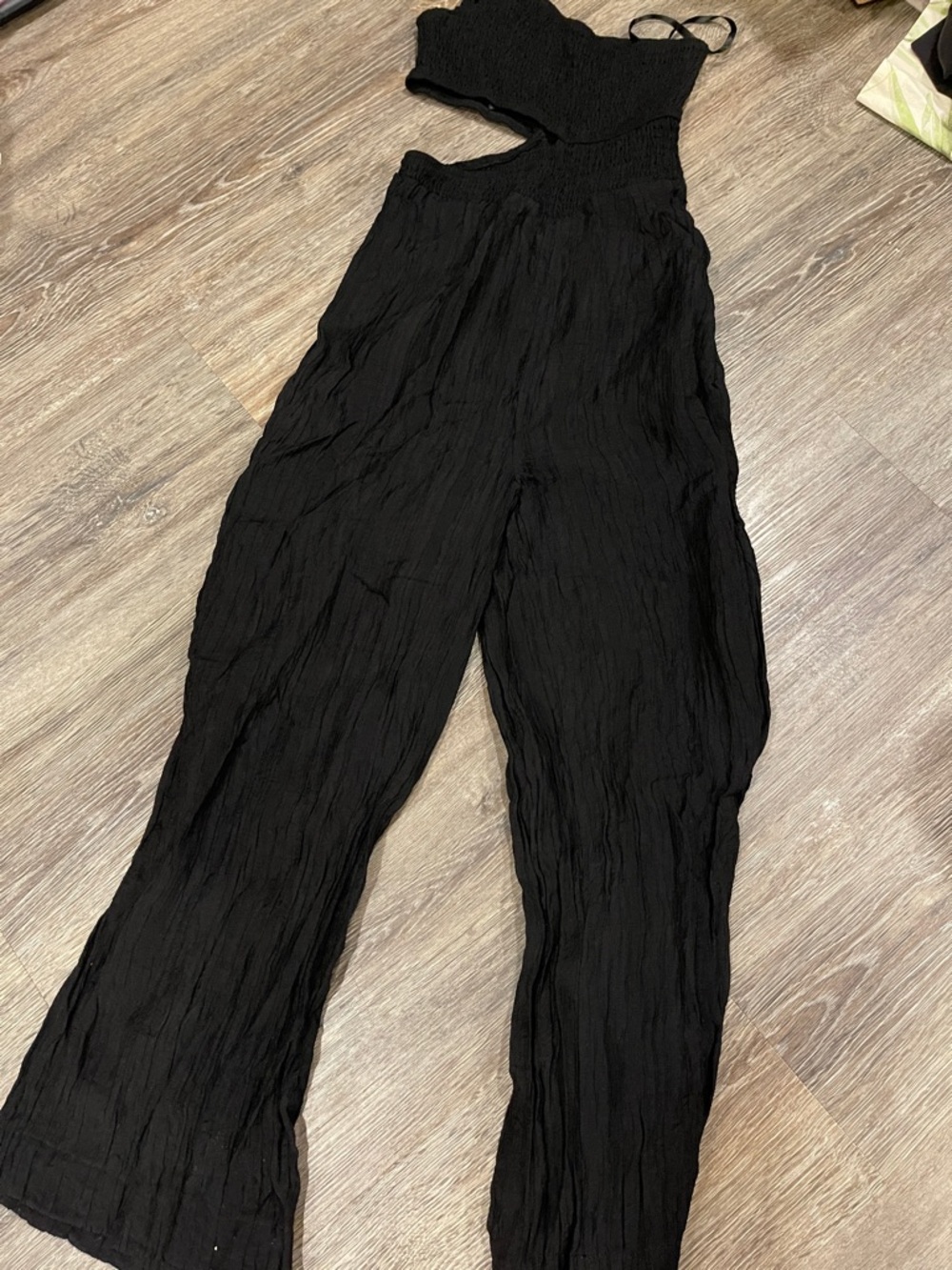 Black Women's Crinkle Jumpsuit